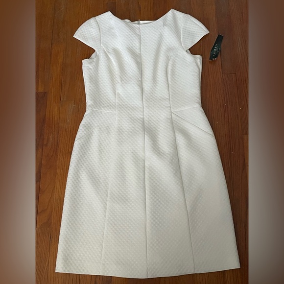 Ralph Lauren Cream colored cap sleeve dress size 14 - Picture 1 of 5